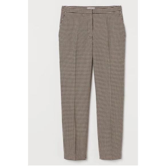 Women's checkered slim-fit work trousers High-waisted houndstooth dress pants 12 - Picture 3 of 8